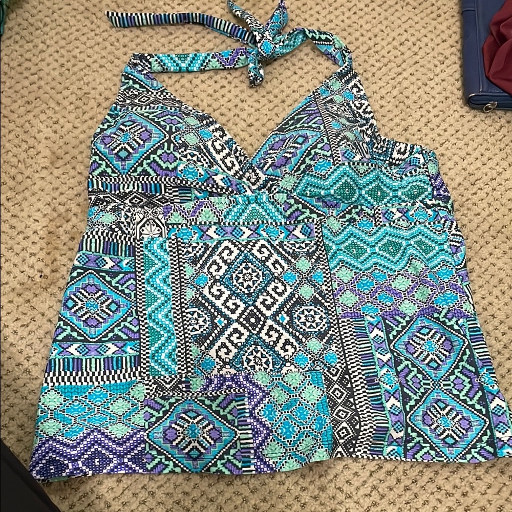 Mossimo Supply Co. Blue Tank Top with Tie Front and Fitted Style